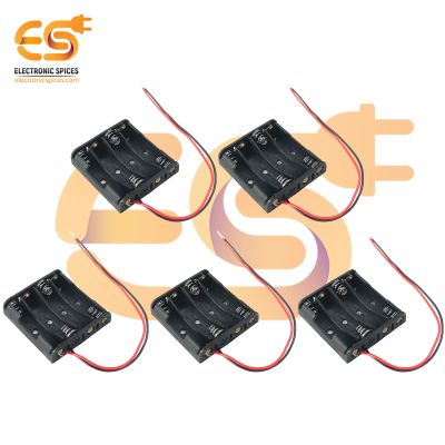 AAA 4 Cell Battery Holder Hard Plastic Case with Wire (1.5V x 4 cells = 6Volt) Pack of 5